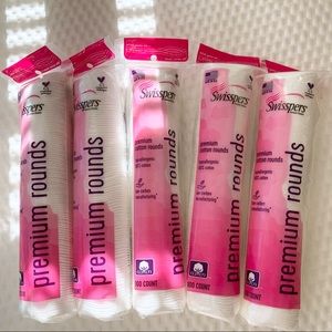 Swisspers Premium Cotton Rounds 100 count (Pack of 5)